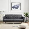 75"Convertible Folding Futon Sofa Bed,Split Back Design,Modern Fabric Sleeper Couch Bed with Armrest and Chrome Legs,Upholstered Recliner Loveseat for Living Room Apartment Dorms Office (Dark Grey) view 1
