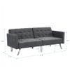 75"Convertible Folding Futon Sofa Bed,Split Back Design,Modern Fabric Sleeper Couch Bed with Armrest and Chrome Legs,Upholstered Recliner Loveseat for Living Room Apartment Dorms Office (Dark Grey) view 2