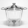 JYHCD Chafing Dish, 4 Quart Full Size Pan Chafer, Stainless Steel Chafer Dish Set with Glass Food Pan, Fuel Holders, for Buffet, Wedding, Parties, Banquet, Catering Events,Silver view 1
