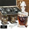 Personalized Whiskey Decanter and Stones Set - Customized Gift for Him - Men, Dad, Father - Engraved Twisted Decanter,2 Twisted Glasses, 2 XL Chilling Balls, Coasters, Tongs in Wooden Gift Box view 1