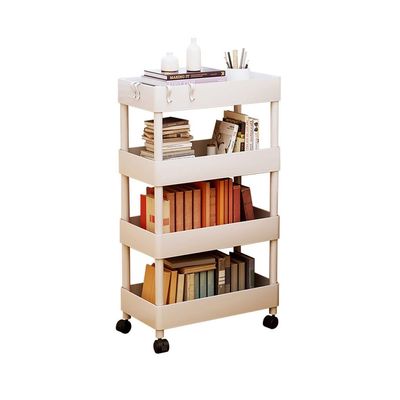 moisture Bookshelves Bookshelf Four-Layer Shelf Floor-to-Ceiling Wheeled Movable Household Trolley Under The Desk to Store Small Bookcase Indoor Bookshelf (Color : A)