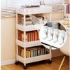 moisture Bookshelves Bookshelf Four-Layer Shelf Floor-to-Ceiling Wheeled Movable Household Trolley Under The Desk to Store Small Bookcase Indoor Bookshelf (Color : A) view 2