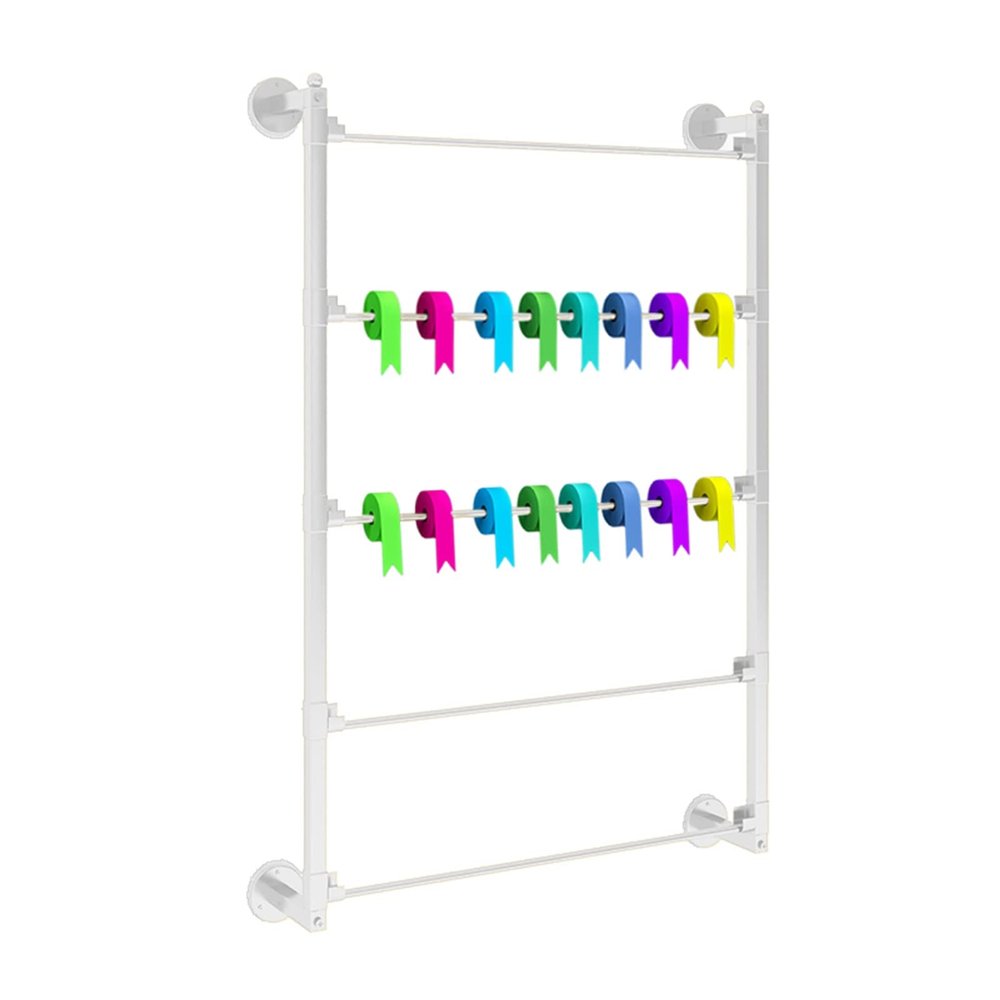 ZAQYCM Ribbon Spool Holder Black/Gold/White, Wall Mount Crafts Sewing Thread Organizer Rack with Detachable Bar, Commercial Wrapping Paper Display Closet Scarf Shelf