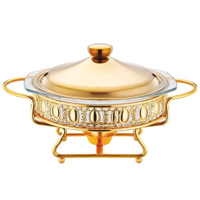 JYHCD Chef Chafing Dish Buffet Set, Stainless Steel Chafer and Buffet Warmers Sets, Catering Buffet Mini Hot Pot Outdoor Picnic Household Christmas,Gold