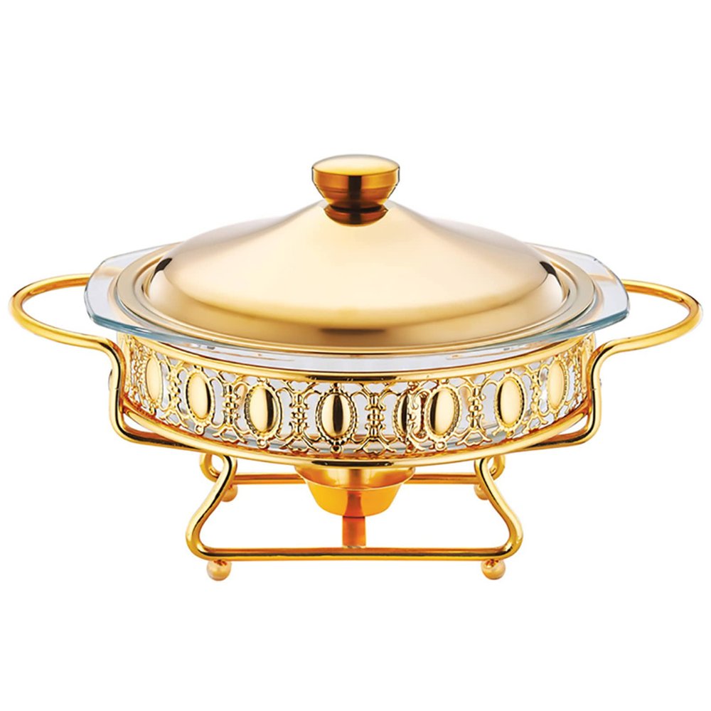 JYHCD Chef Chafing Dish Buffet Set, Stainless Steel Chafer and Buffet Warmers Sets, Catering Buffet Mini Hot Pot Outdoor Picnic Household Christmas,Gold