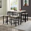 Bituman 5 Piece Wood Pub Table Set, Counter Height Dining Room Table Set with Sturdy Metal Frame Kitchen Bar Table and Chairs, for Home, Breakfast Nook, Restaurant, Pub view 3