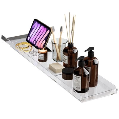 Acrylic Bathtub Trays for Tub Bath Caddy, Waterproof Anti-dust Luxury Bath Accessories, Bath Tub Tray Table to Fit Any Tub, Distinctive Gift (Color : Clear, Size : 80cm (31 1/2in))