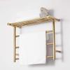 HAPPLiGNLY Towel Warmer, Stainless Steel Heated Towel Rail Radiator Wall-Mounted Electric Towel Rack with Shelf, for Bathroom, Gold, 3 Bars,Hardwire (HardWire) view 1
