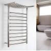 LUNEZY Electric Heated Towel Rack with Top Shelf 304 Stainless Steel Towel Warmer Drying Rack, Bathroom Toilet Wall Mounted Heated Towel Rail Radiator,Hardwired (Plug in) view 2