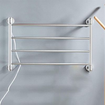 HAPPLiGNLY Electric Towel Rack, Smart Household Electric Heating Towel Bar, Silver Bathroom Carbon Fiber Drying Rack Free Punching