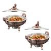 2/4 Pack Chafing Dishes & Food Warmers, Round Chafer Catering Buffet Server Set with Food Pan and Fuel Holders, for Kitchen Party Dining Buffet (Red Bronze),2 Pack view 1