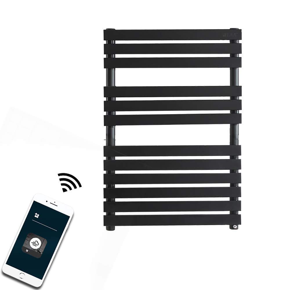 HAPPLiGNLY Stainless Steel Heated Towel Rack, Built-in Thermostat, Wall-Mounted & Matte Black, Carbon Fiber Electric Towel Rack, Bathroom Heating Rack