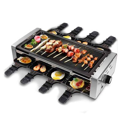 Electric Indoor/Outdoor Smokeless Grill Electric Raclette 3 Bakeware 12 Tray