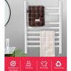 LUNEZY Towel Warmer Radiator, 8 Bar Electric Heated Towel Rack, Space Aluminum Wall Mounted Towel Warmer Drying Rack, Carbon Fiber Thermostatic Heated Towel Rail,Black,Hardwired (Gold Plu view 2