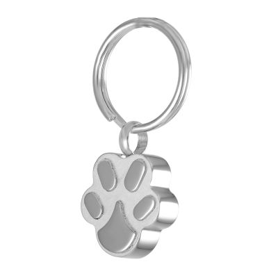SHEIL Dog Paw Prints Ash Holder Free Engrave Key Ring Jewelry Stainless Steel Cremation Key Chain - Memorial Ash Keepsake,4