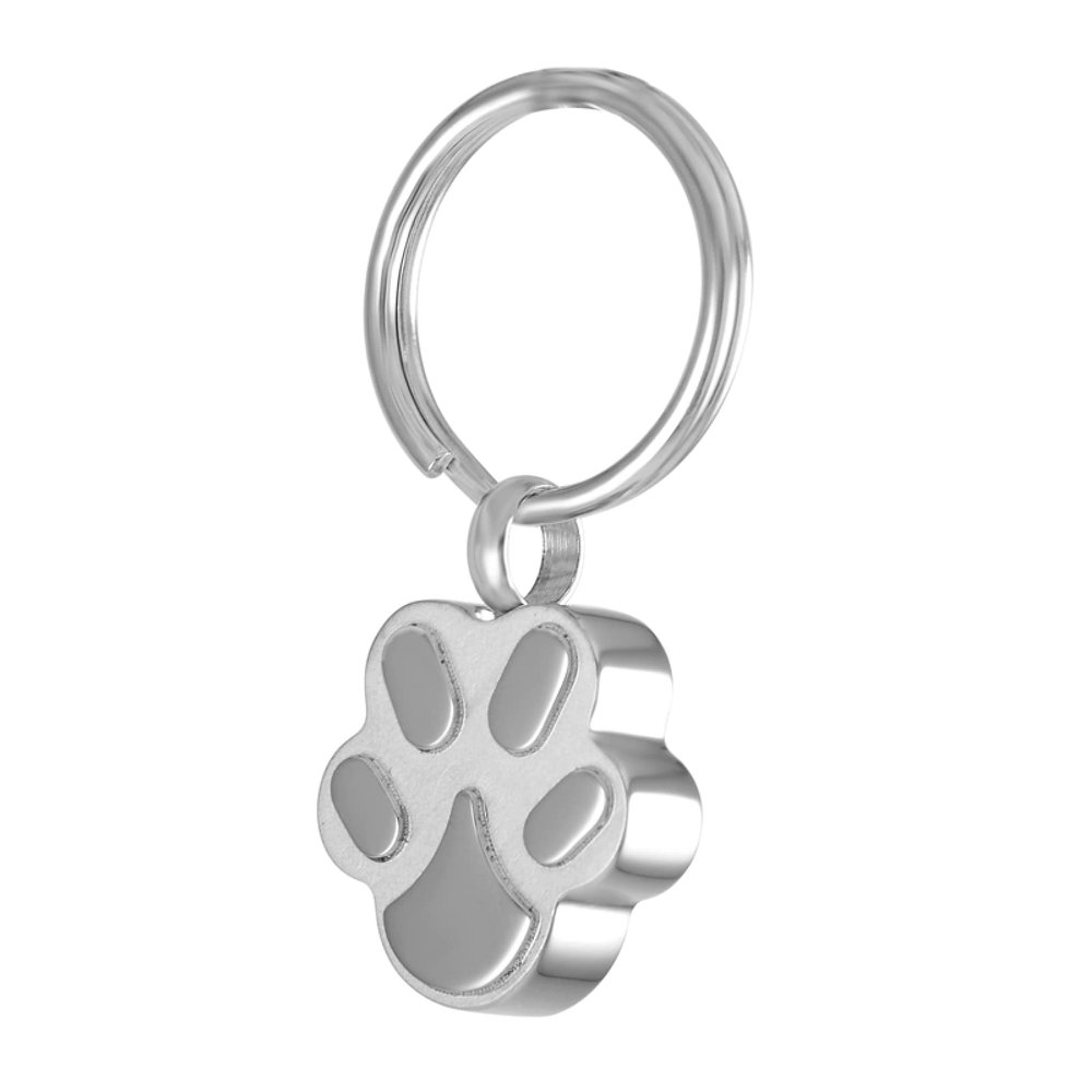 SHEIL Dog Paw Prints Ash Holder Free Engrave Key Ring Jewelry Stainless Steel Cremation Key Chain - Memorial Ash Keepsake,4