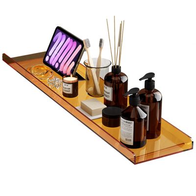 Acrylic Bathtub Trays for Tub Bath Caddy, Waterproof Anti-dust Luxury Bath Accessories, Bath Tub Tray Table to Fit Any Tub, Distinctive Gift (Color : Orange, Size : 80cm (31 1/2in))