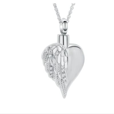 SHEIL Wing Heart Urn Necklace for Ashes Girls Women Crystal Heart Cremation Jewelry for Ashes Pendant Keepsake Memorial Jewelry,2