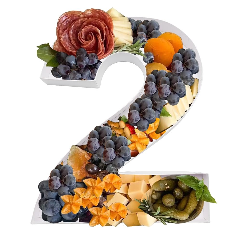 12" Cardboard Number Fillable Shaped Tray Paper Mache Sweets Birthday Charcuterie (2)