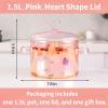 1.5L Glass Cooking Pot,1500ml (51oz),Easy to Clean,Heat Resistant,Oven,Gas,Electric Stoves and Dishwashers Safe,for Potpourri, Pasta, and Soups,Pink,Heart-shaped Lid view 4