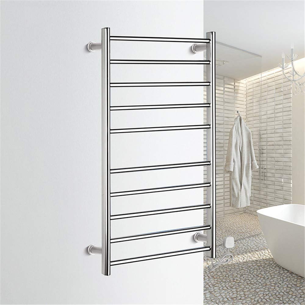 LUNEZY Electric Towel Warmer Rack, Heated Towel Rack Wall Mounted 10-Bar Stainless Steel Towel Rack IP56 Waterproof Rapid Heating Towel Warmer (Exposed Wiring)