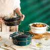 JYHCD 2 Quart Round Chafing Dish Buffet Set, Ceramic Marble Finish Chafer with Glass Lid, Chafer and Buffet Warmer Set for Buffet Weddings Parties Banquets Christmas Halloween,Black,B view 2