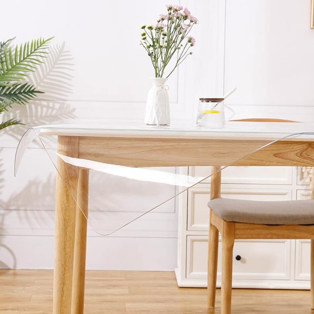 JWW Clear Desk Protectors Mat PVC Dining Table Cover Waterproof Anti Scratch Oil Proof Tablecloths 1.6mm Thick Hard Floor Protection (Size : 100x160cm/39.4x63in)