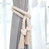2Pcs Linen Curtain Buckles Weaving Cotton Linen Rope Curtain Tieback Holder Home,Light Pink view 2