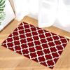 Red Morocco Doormat Kitchen Bathroom Rug Floor Door Mat,Modern Abstract Geometric White Plaid Non Slid Indoor Entrance Mat,Absorbent Washable Welcome Entry Way Accent Throw Runner Carpet,18"x30" view 3