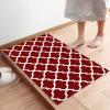 Red Morocco Doormat Kitchen Bathroom Rug Floor Door Mat,Modern Abstract Geometric White Plaid Non Slid Indoor Entrance Mat,Absorbent Washable Welcome Entry Way Accent Throw Runner Carpet,18"x30" view 4