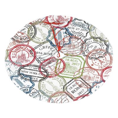 Colorful Travel Passport Stamps Christmas Tree Skirt Decorations Farmhouse for Merry Xmas Holiday Party Tree Mat Wedding Decor Ornaments 48"