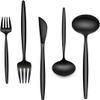 60-Piece 12 Setting Black Silverware, Food-Grade Stainless Steel Flatware Cutlery Set for Home, Office, Restaurant, Hotel view 1