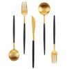 Matte Gold Silverware Set With Black Handle, IBIILII JEFF 40 Pieces Stainless Steel Flatware Set For 8Kitchen Utensil Set, Tableware Cutlery Set, Knife Spoons And Forks Set, Dishwasher Safe view 1