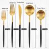 Matte Gold Silverware Set With Black Handle, IBIILII JEFF 40 Pieces Stainless Steel Flatware Set For 8Kitchen Utensil Set, Tableware Cutlery Set, Knife Spoons And Forks Set, Dishwasher Safe view 2