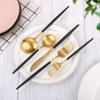 Matte Gold Silverware Set With Black Handle, IBIILII JEFF 40 Pieces Stainless Steel Flatware Set For 8Kitchen Utensil Set, Tableware Cutlery Set, Knife Spoons And Forks Set, Dishwasher Safe view 3