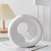 Abstract Sculpture Vase-Ceramic Matte Vase Modern Home Decor Vasesfor Pampas Grass, for Wedding Dinner Table Party Living Room Office Bedroom ,White vase view 2