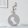 Abstract Sculpture Vase-Ceramic Matte Vase Modern Home Decor Vasesfor Pampas Grass, for Wedding Dinner Table Party Living Room Office Bedroom ,White vase view 3