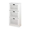 ACLULION Wood Shoe Cabinet with 3 Flip Drawers, Freestanding Shoe Storage Organizer with Louvered Door and Adjustable Shelf, Modern White Narrow Shoe Storage Cabinet for Entryway, Holds 12 Pair Shoes view 1