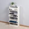 ACLULION Wood Shoe Cabinet with 3 Flip Drawers, Freestanding Shoe Storage Organizer with Louvered Door and Adjustable Shelf, Modern White Narrow Shoe Storage Cabinet for Entryway, Holds 12 Pair Shoes view 2