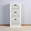 ACLULION Wood Shoe Cabinet with 3 Flip Drawers, Freestanding Shoe Storage Organizer with Louvered Door and Adjustable Shelf, Modern White Narrow Shoe Storage Cabinet for Entryway, Holds 12 Pair Shoes view 4