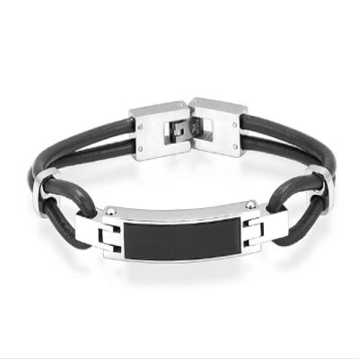 BIAIHQIE Stainless Steel Memorial Urn Bracelet Genuine Leather Bangle Cremation Ashes Keepsake Urn Bracelet,24cm