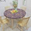 Abstract Round Fitted Tablecloth,Tribal Mosaic Style Snakes Fishes Boho Gypsies Print Elastic Edged Polyester Table Pad, Small, Fit Round Tables up 40"-44" Diameter, for Christmas Party Dining Banquet view 2