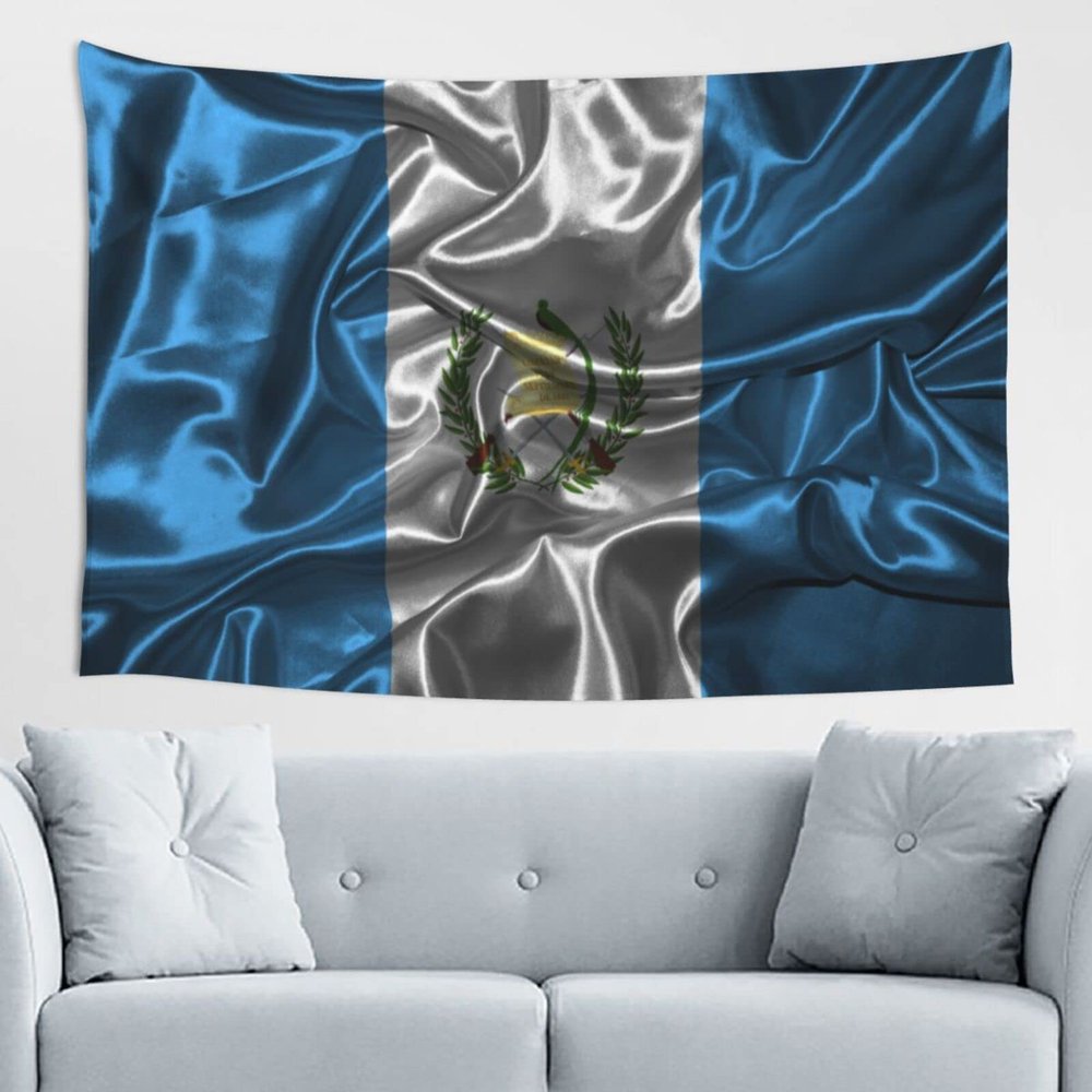 IMEEGIEN Silk Style Flag Of Guatemala Tapestry 60X40 Inches Living Room Bedroom Dormitory Wall Decoration Tapestrys