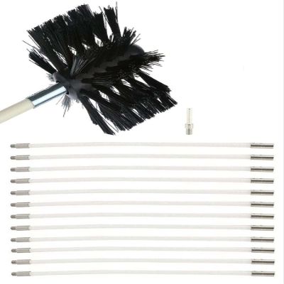 LANGFENG Chimney Sweep kit Chimney Cleaning Brush Kit, Flexible Chimney Sweep Set Flue Sweeping Brush and Rod Kit Soot Cleaning Rods (410/610 * 10Mm) (1 Brush + 6/9/12/15 Rods)
