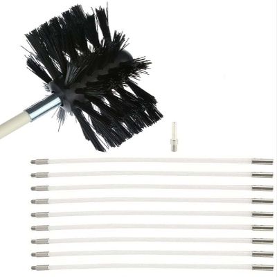 LANGFENG Chimney Sweep kit Chimney Cleaning Brush Kit, Flexible Chimney Sweep Set Flue Sweeping Brush and Rod Kit Soot Cleaning Rods (410/610 * 10Mm) (1 Brush + 6/9/12/15 Rods)