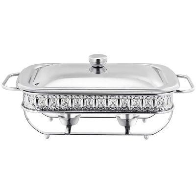 JYHCD Rectangle Chafing Dish Buffet Servers, Stainless Steel Catering Food Warmers with Lid & Holder, Chafers and Buffet Warmer Sets for Weddings Parties Banquets Christmas Halloween,Silver,2.0L