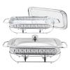 JYHCD Rectangle Chafing Dish Buffet Servers, Stainless Steel Catering Food Warmers with Lid & Holder, Chafers and Buffet Warmer Sets for Weddings Parties Banquets Christmas Halloween,Silver,1.5L view 2