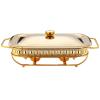 JYHCD Rectangle Chafing Dish Buffet Servers, Stainless Steel Catering Food Warmers with Lid & Holder, Chafers and Buffet Warmer Sets for Weddings Parties Banquets Christmas Halloween,Gold,1.5L view 1
