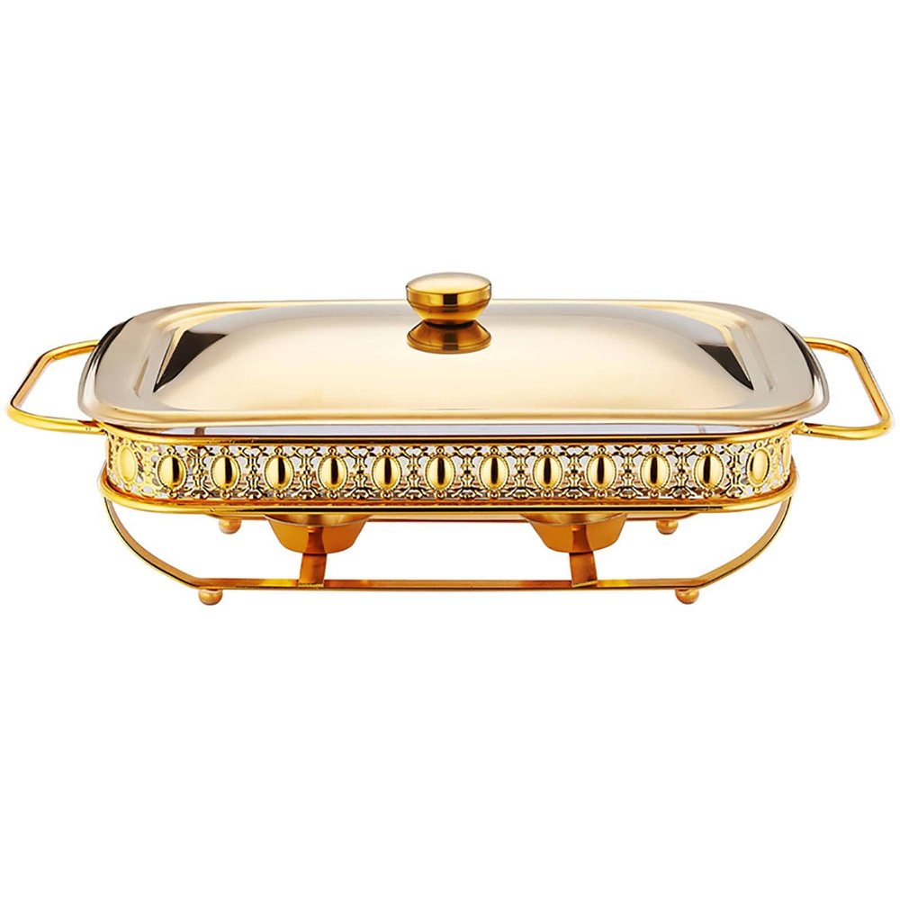 JYHCD Stainless Steel Chafing Dish Buffet Set, 2 Quart Food Warmer for Parties, Rectangle Chafing Dishes with Lid & Holder for Weddings Parties Banquets Catering Events Christmas Halloween,Gold