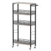 4 Tier Slim Storage Cart Narrow Laundry Cart on Wheels Utility Kitchen Rolling Cart with Wood Tabletop Mobile Shelving Unit Bathroom Storage Organizer Slide Out Rolling Tower for Narrow Spaces view 1